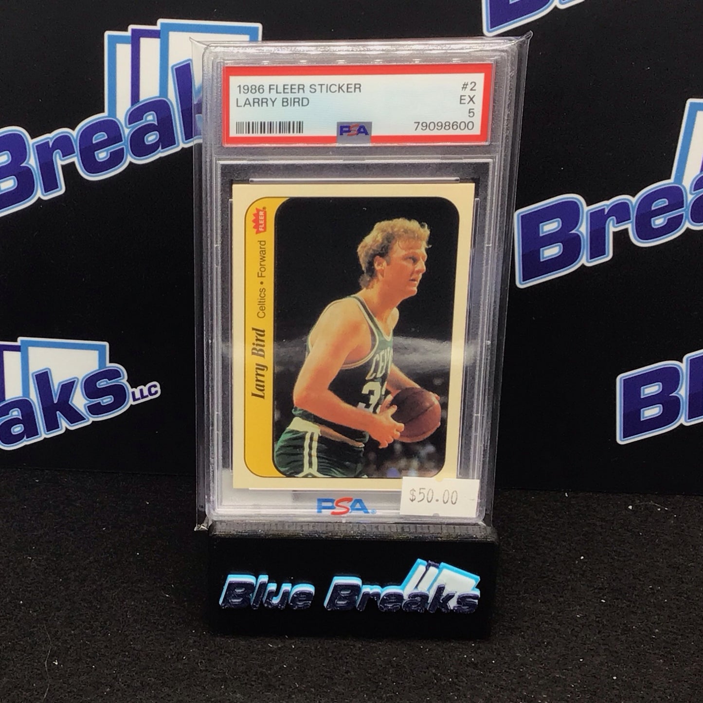 1986 Fleer Larry Bird Sticker 2 PSA 5 Celtics