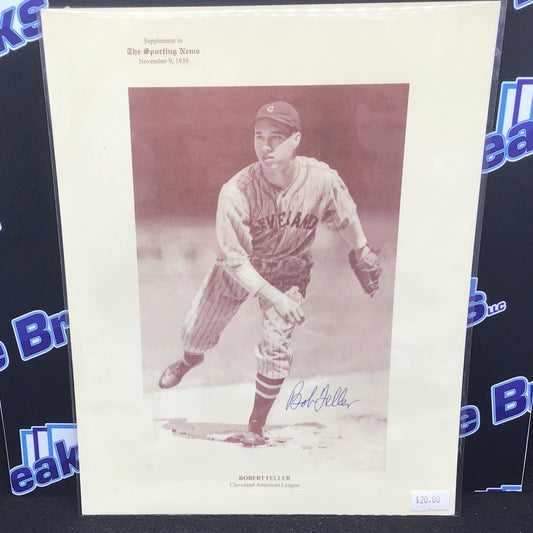 Bob Feller The Sporting News autographed picture Indians