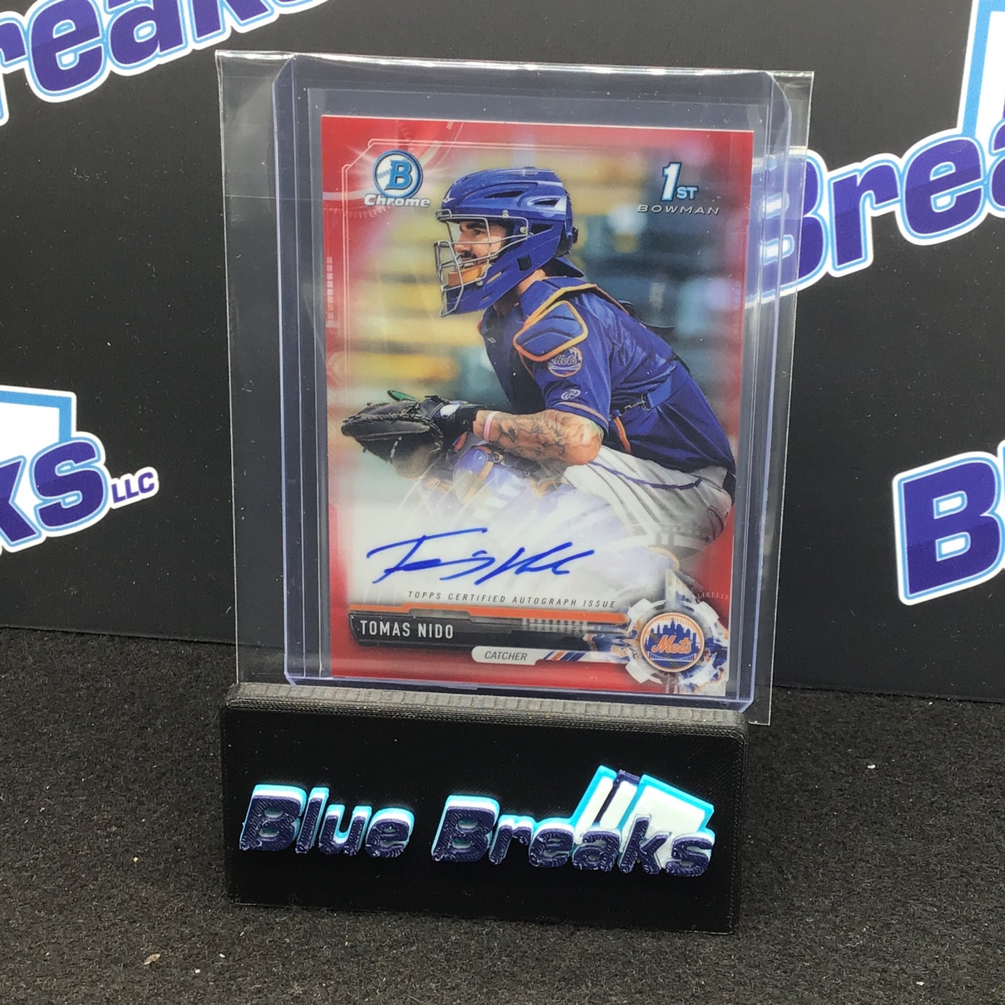 2017 Topps Bowman Chrome - Tomas Nido - New York Mets - Red - Autograph - 1/5 CPA-TN