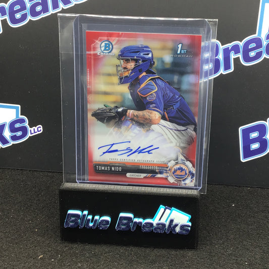 2017 Topps Bowman Chrome - Tomas Nido - New York Mets - Red - Autograph - 1/5 CPA-TN