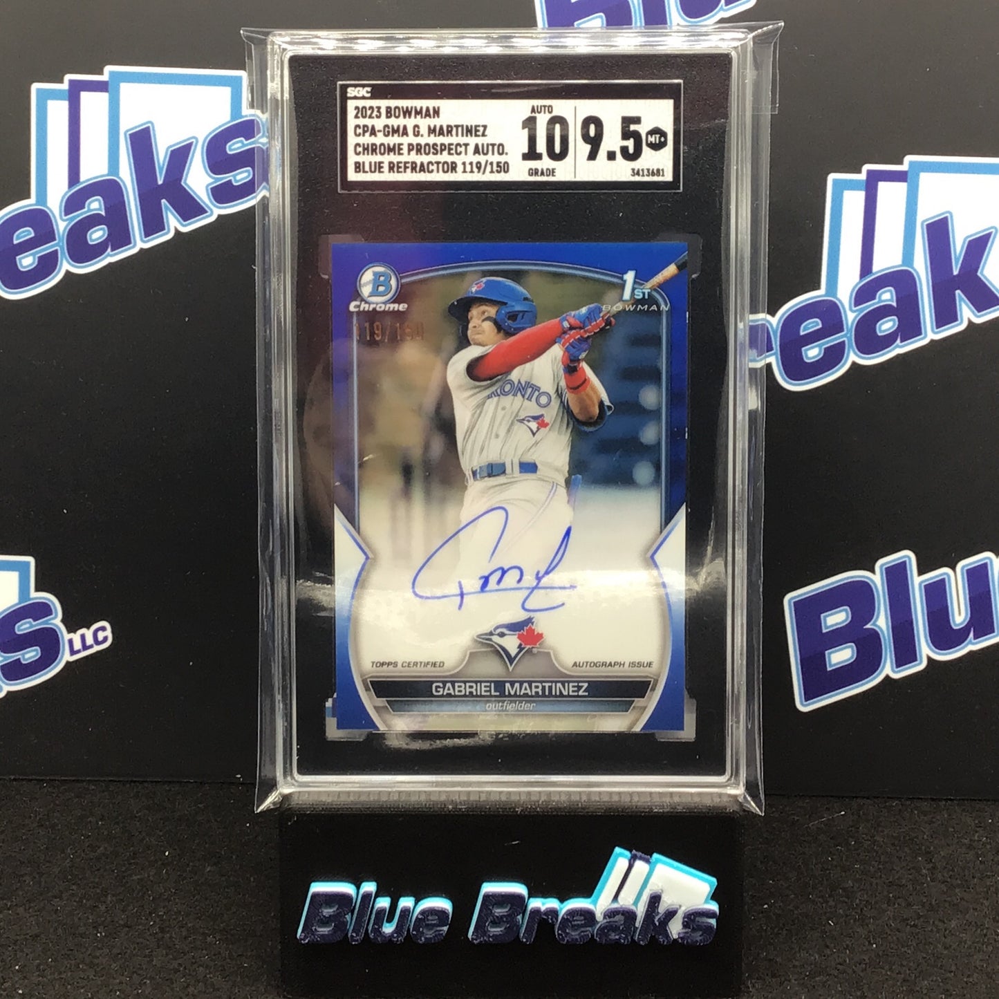 2023 Bowman Chrome Prospect Blue Refractor Gabriel Martinez auto 119/150 #CPA-GMA SGC 9.5 10 Blue Jays