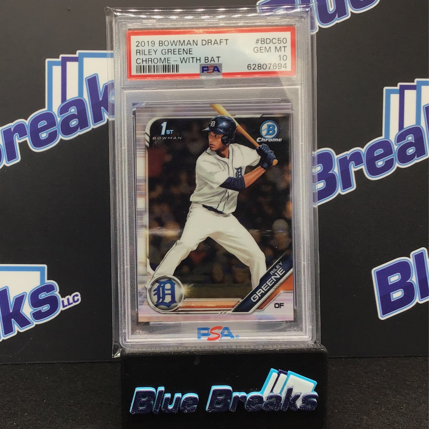 2019 Bowman Draft - Riley Greene - Chrome - With Bat - PSA 10 - Detroit Tigers