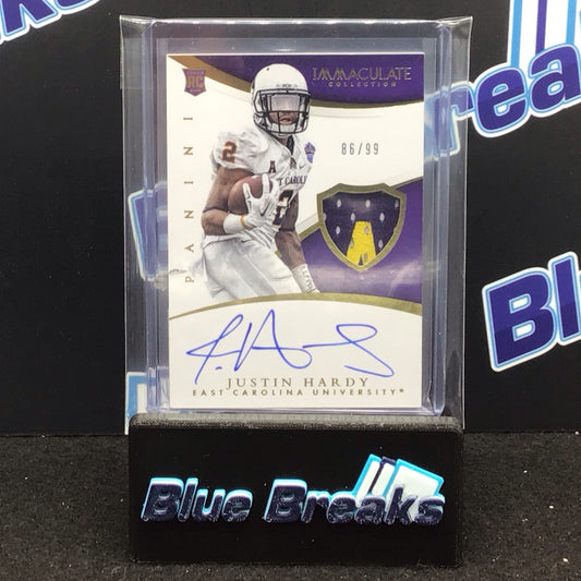 2015 Panini Immaculate Justin Hardy relic auto 86/99 RC #335 Falcons