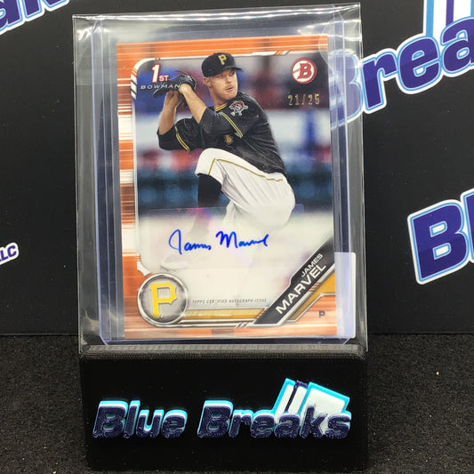 2019 Bowman 1st Bowman James Marvel auto 21/25 #PA-JM Pirates