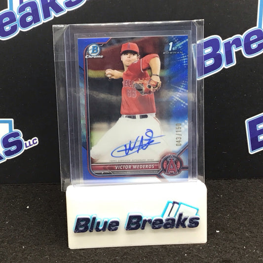 2022 Bowman Chrome 1st Bowman blue Victor Mederos auto 043/150 #CDA-VM Angels