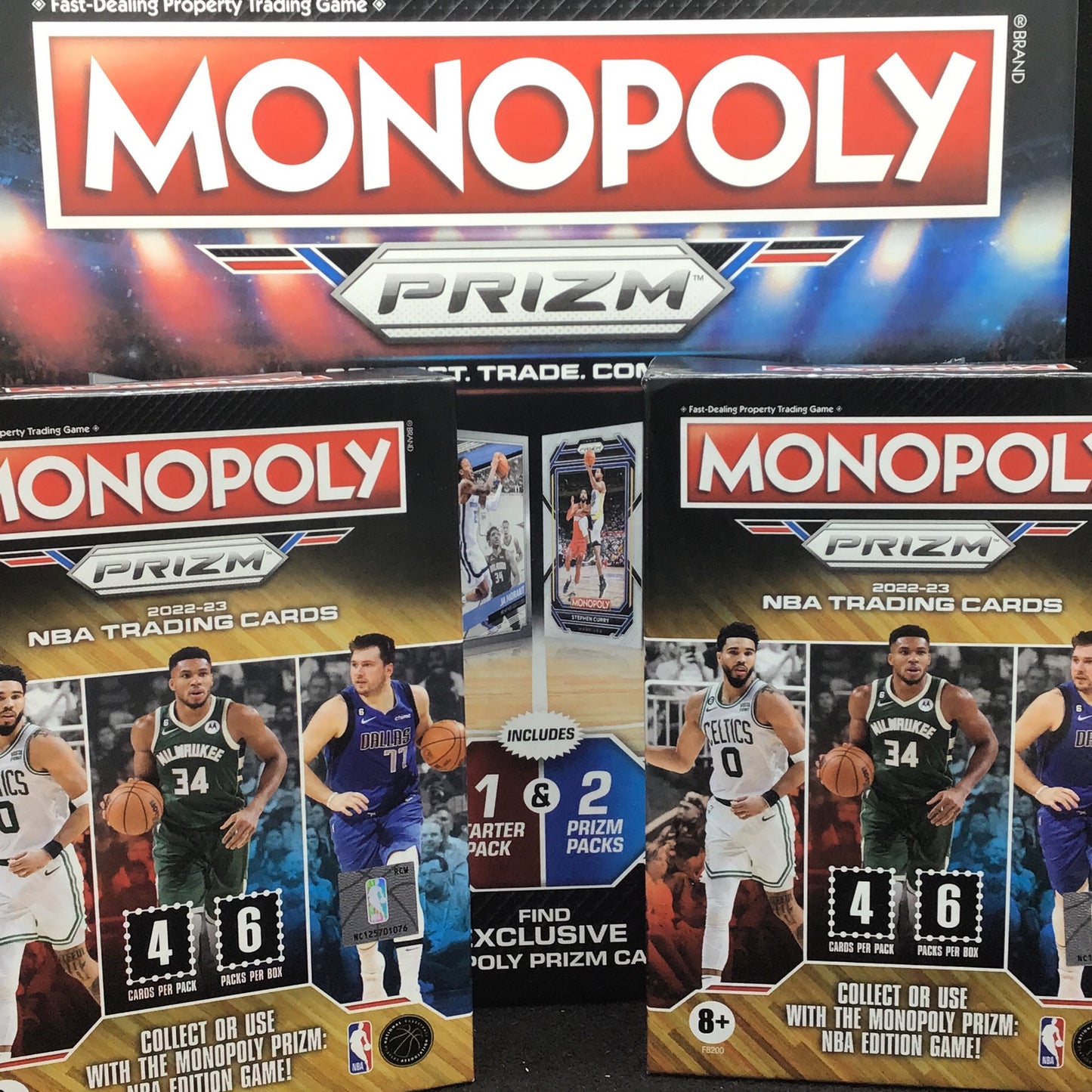 2022-23 NBA Monopoly Prizm Board Game & 2 Boosters