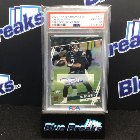 2020 Panini Chronicles Prestige Signature Jalen Hurts #310 PSA 10 Eagles