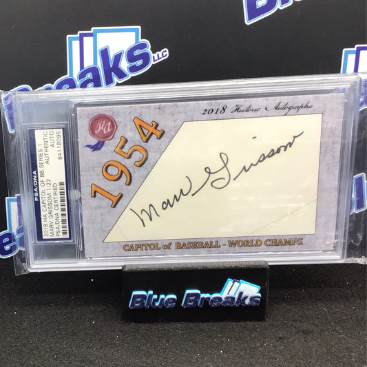 2018 HA Capitol of BB, Series 1 Marv Grissom 1/22 PSA/DNA Certified Authentic Auto