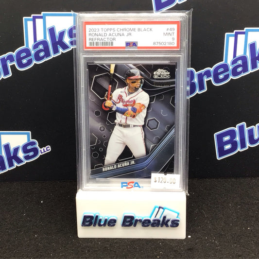 2023 Topps Chrome Black Refractor Ronald Acuna Jr 142/199 #49 PSA 9 Braves