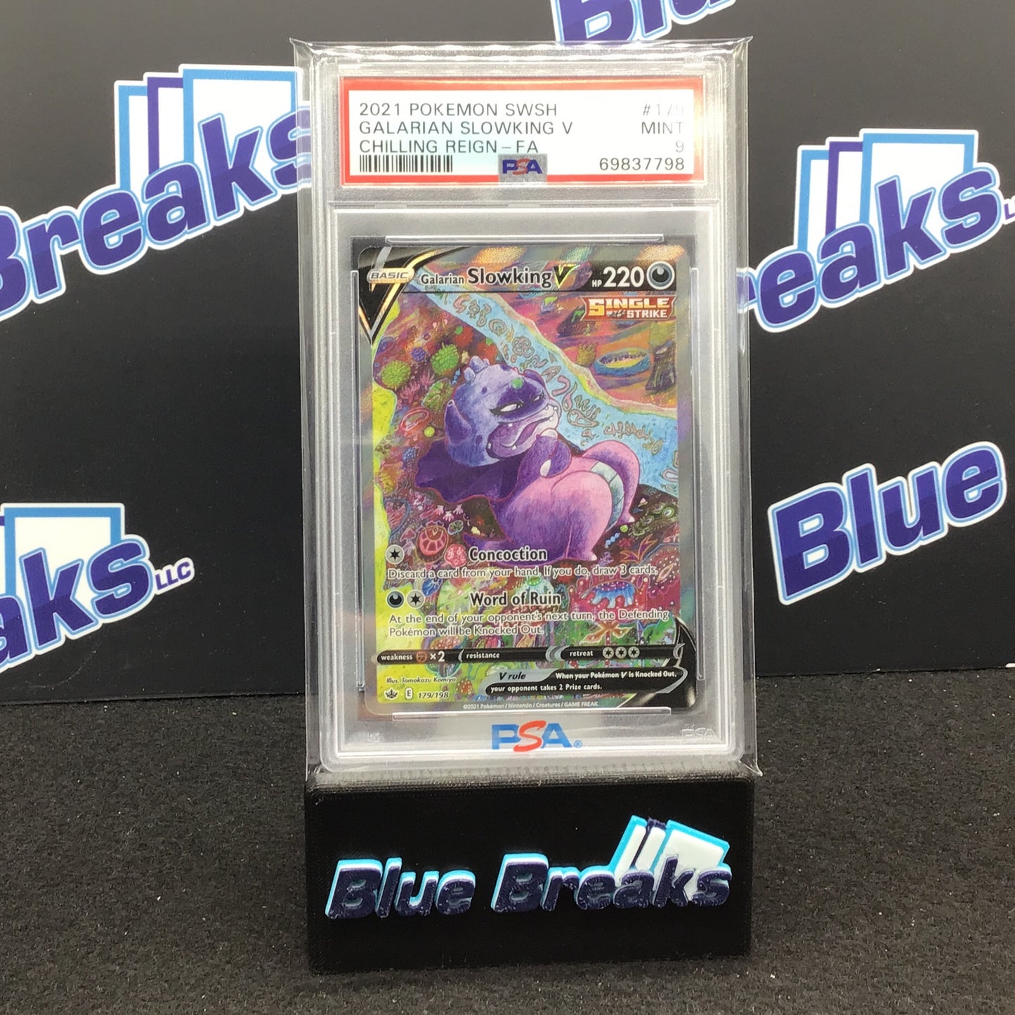 2021 Pokémon Swoosh - Galarian Slowking V - Chilling Reign - Full Art - PSA 9