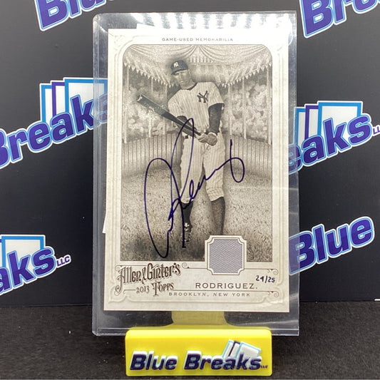 2013 Allen & Ginter Alex Rodriguez Relic - 24/25 Auto JSA Certified