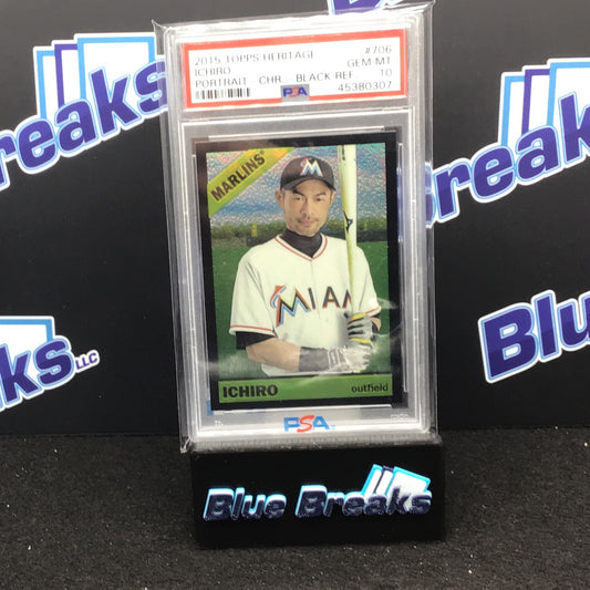 2015 Topps Heritage Portrait Chrome Black Refractor Ichiro #706 PSA 10 Mariners
