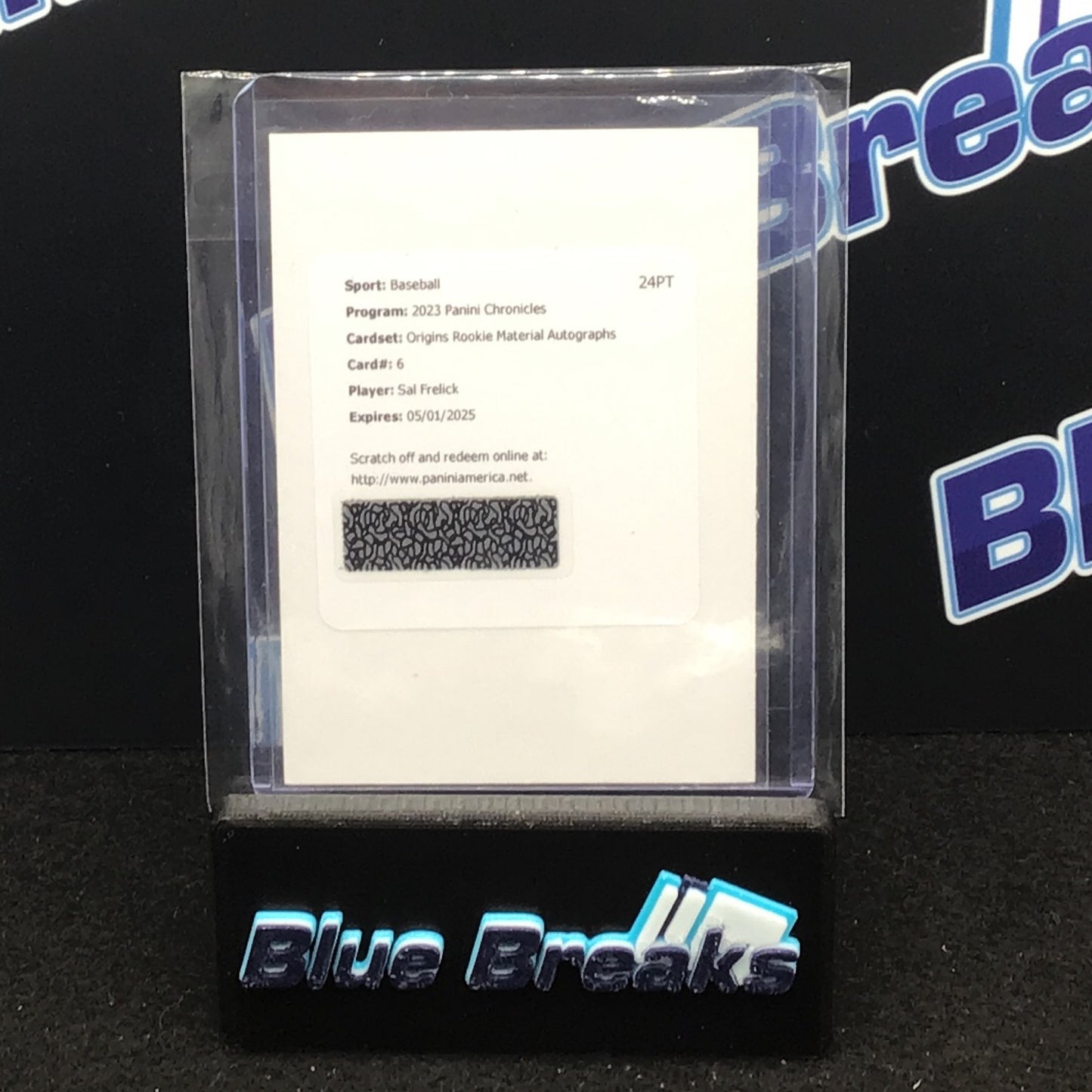 2023 Panini Chronicles Origins Rookie Material Autograph Sal Frelick redemption #6 Brewers