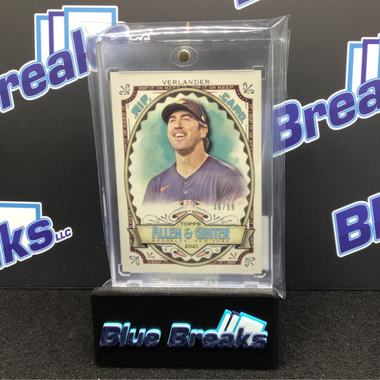 2021 Allen & Ginter Justin Verlander Rip Card 36/99 Astros