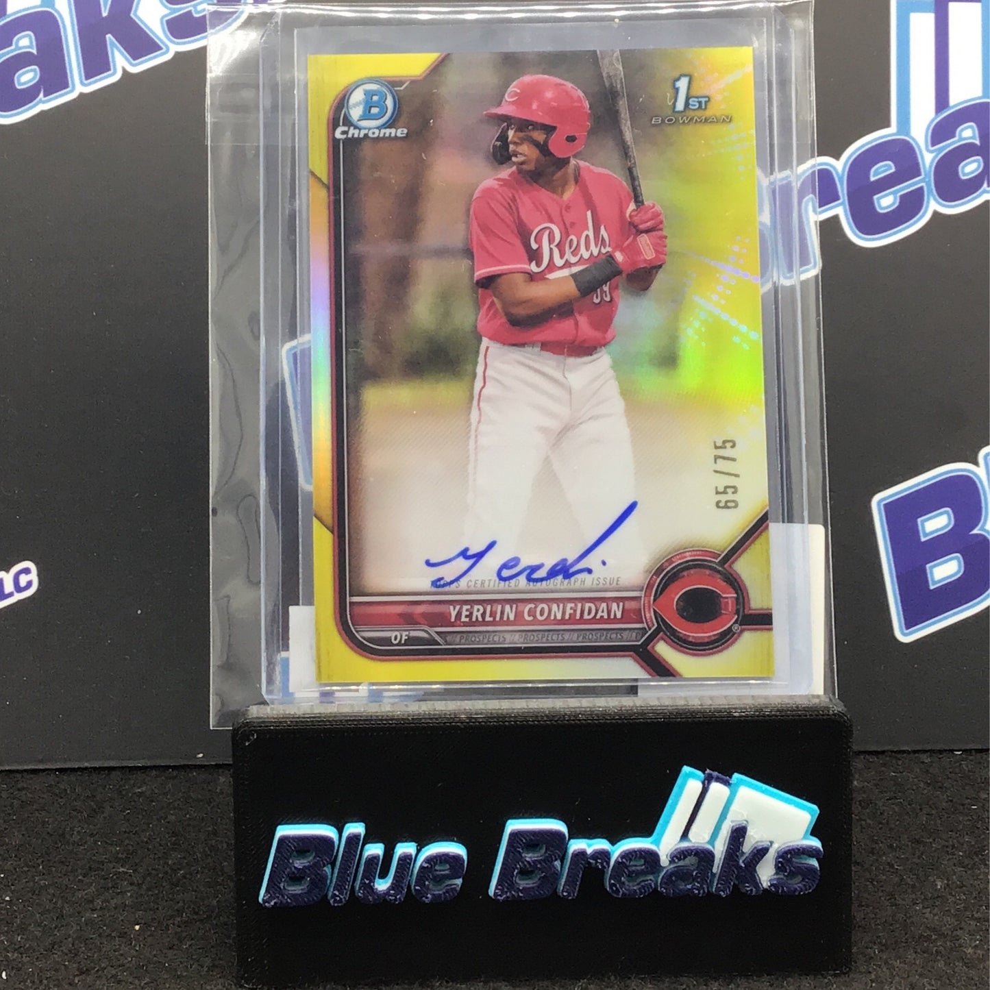 2022 Bowman Chrome 1st Bowman Yellow Refractor Yerlin Confidan auto 65/75 #CPA-VC Reds