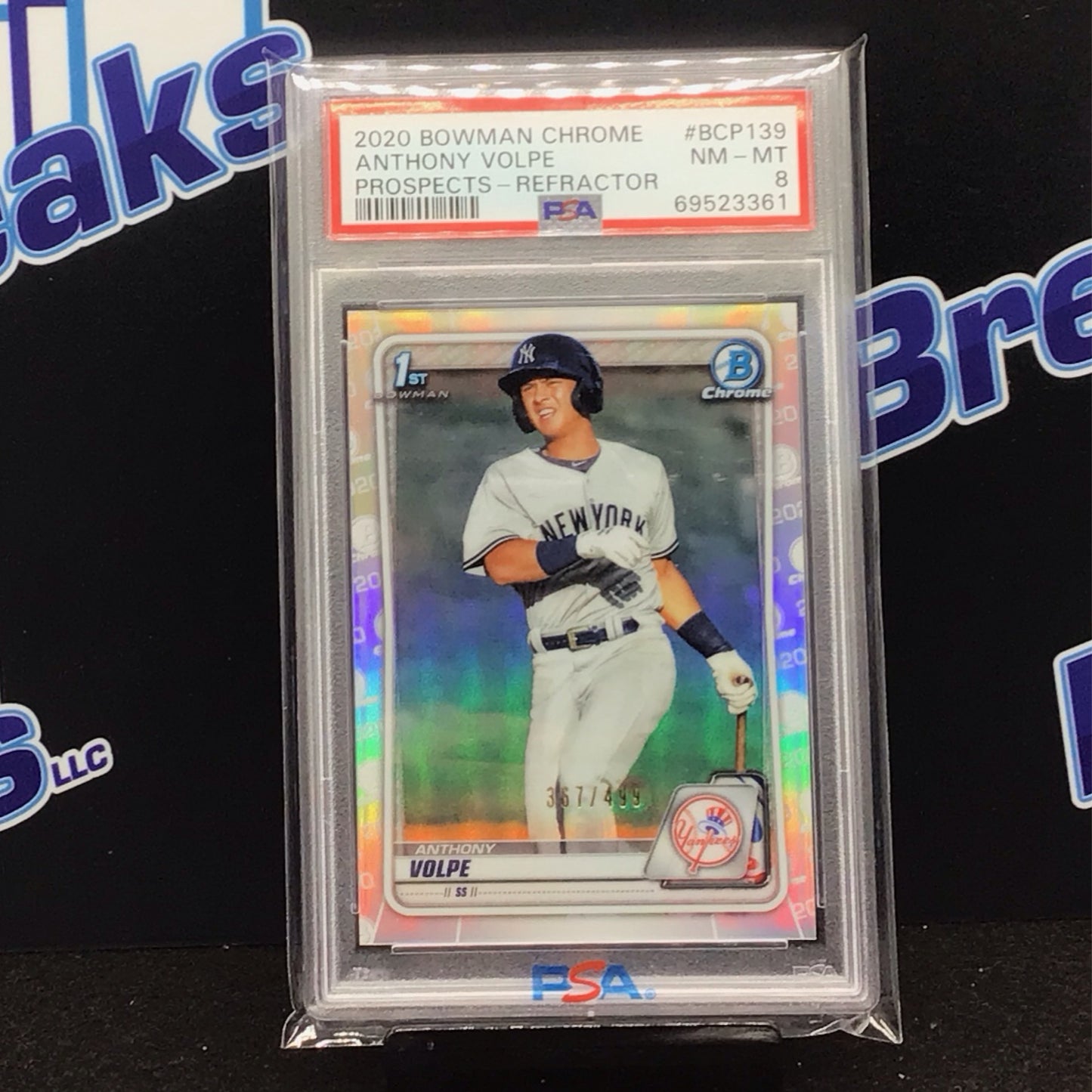 2020 Bowman Chrome Prospects Refractor Anthony Volpe #BCP139 PSA 8 Yankees
