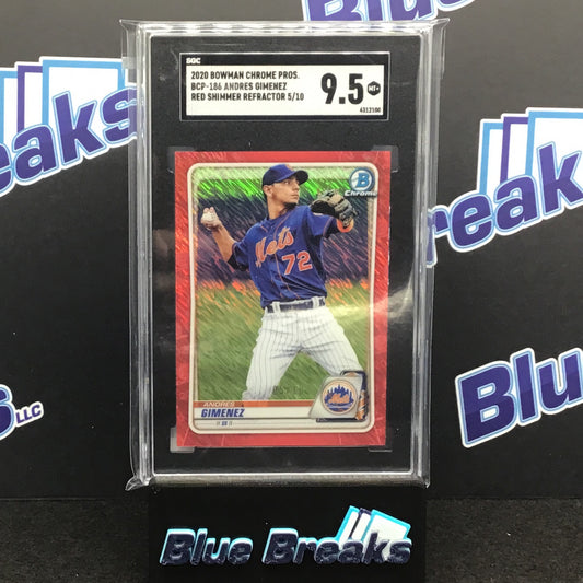 2020 Bowman Chrome Prospects Red Shimmer Refractor Andres Gimenez 05/10 #BCP-186 SGC 9.5
