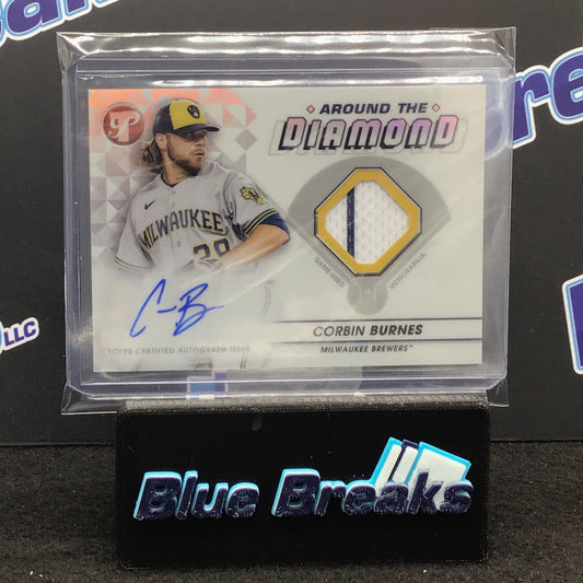 2023 Topps - Pristine - Corbin Burnes - Around the Diamond Autograph Relic Card - Milwaukee Brewers