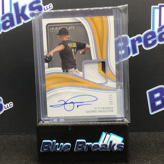 2023 Panini Immaculate Quinn Priester auto relic 20/25 #IMA-QP Pirates