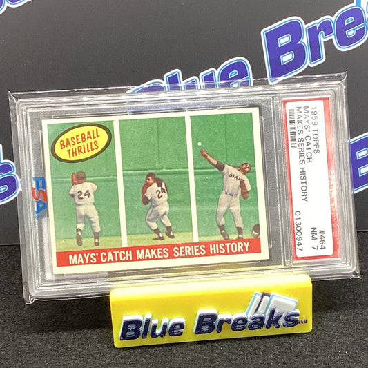 1959 Topps Mays' Catch Makes Series History PSA NM7