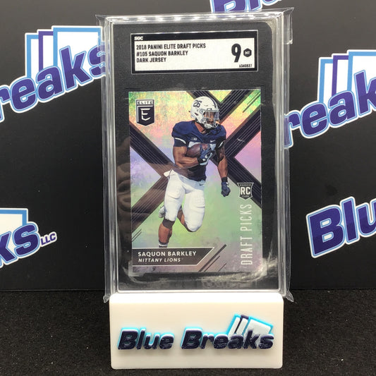 2018 Panini Elite Draft Picks - Saquon Barkley - Dark Jersey - #105 - Nittany Lions - SGC 9