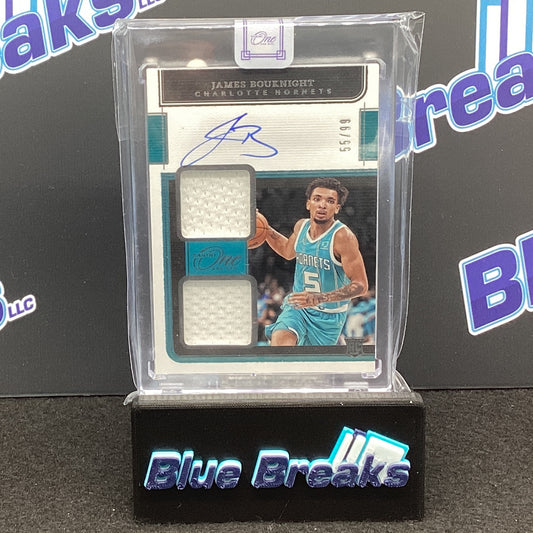 2021-22 Panini One and One James Bouknight dual relic auto 55/99 RC #RD-JBK Hornets