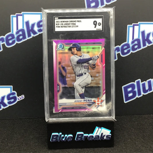 2021 Bowman Chrome Prospect Pink Refractor Jeremy Pena 127/199 #BCP-190 SGC 9 Astros