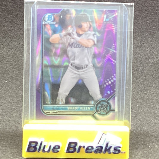 2022 Topps - Bowman Chrome - 1st - Purple Wave - Brady Allen - 015/250 - #BCP-36 - Baseball - Marlins