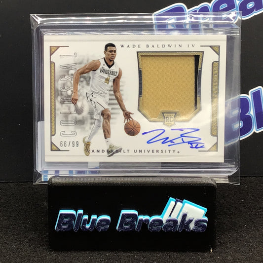 2016 Panini National Treasures Collegiate Wade Baldwin IV relic auto 66/99 RC #118 Grizzlies