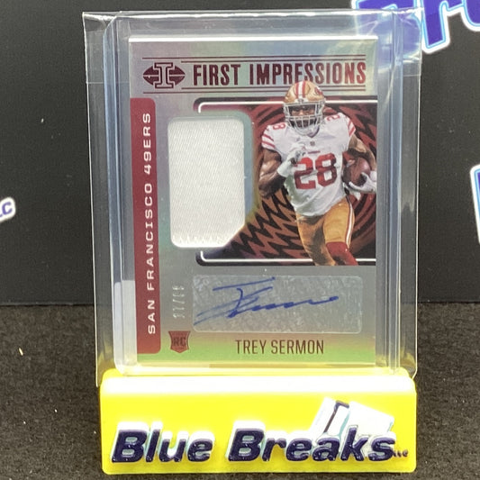 2021 Panini Illusions First Impessions Trey Sermon relic auto 17/99 124