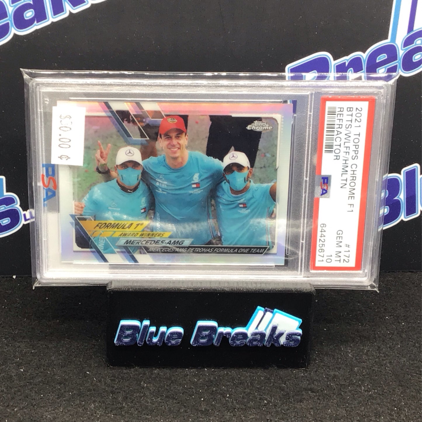 2021 Topps Chrome F1 Refractor Hamilton Bottas Toto Mercedes #172 PSA 10 - AMG