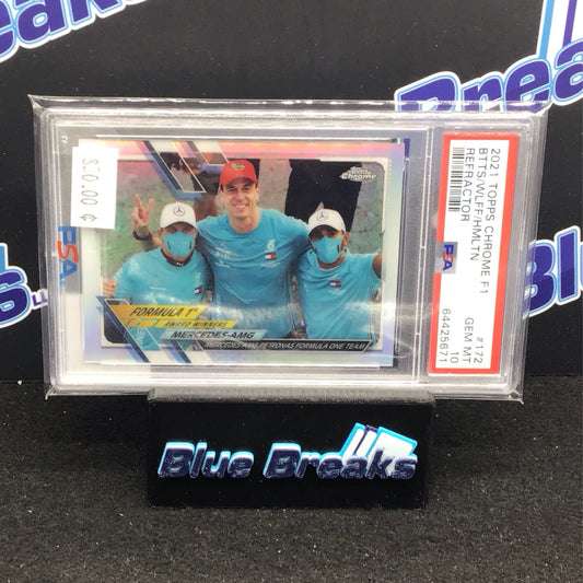 2021 Topps Chrome F1 Refractor Hamilton Bottas Toto Mercedes #172 PSA 10 - AMG