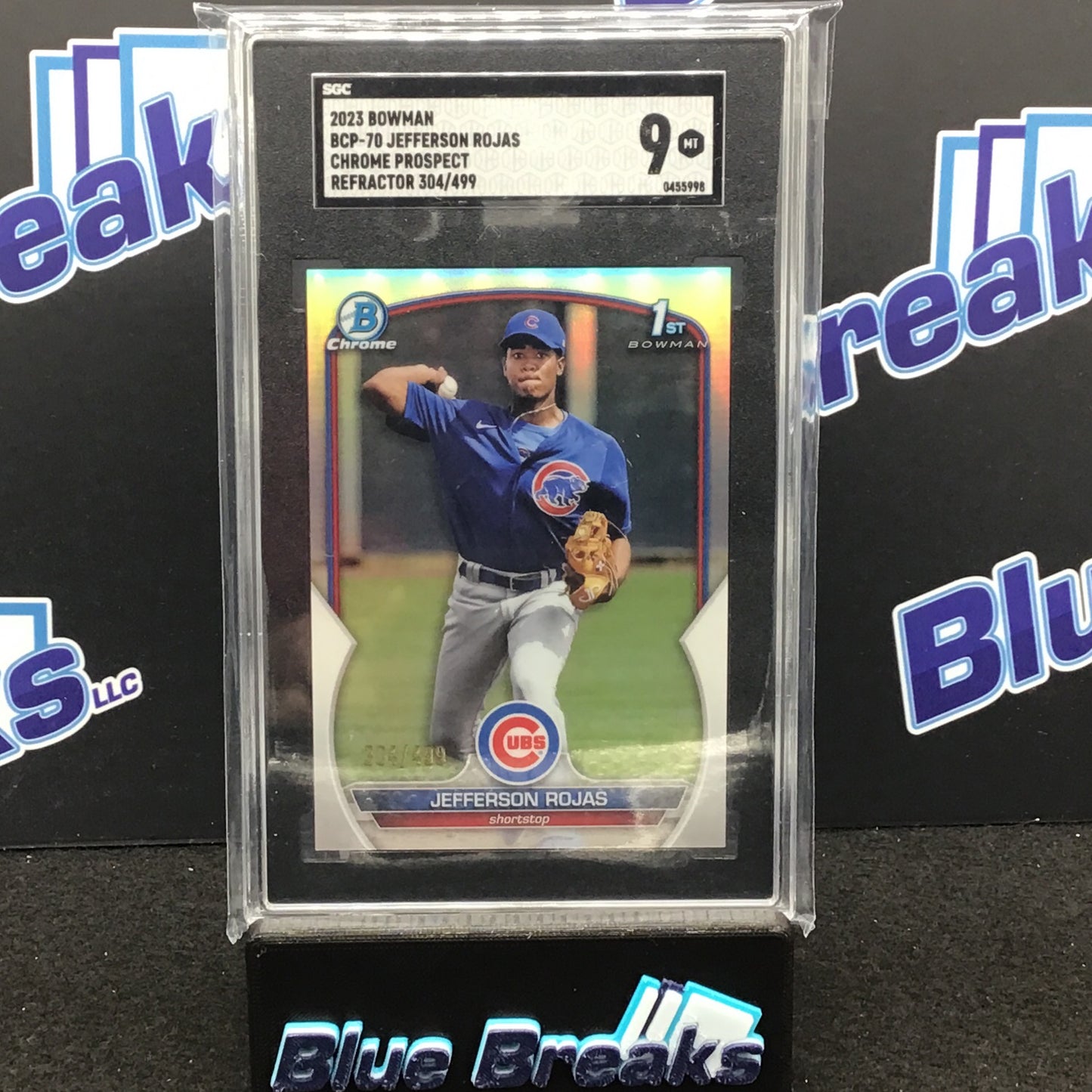 2023 Bowman - Jefferson Rojas - Chrome Prospects - Refractor - 304/499 - Chicago Cubs - SGC 9
