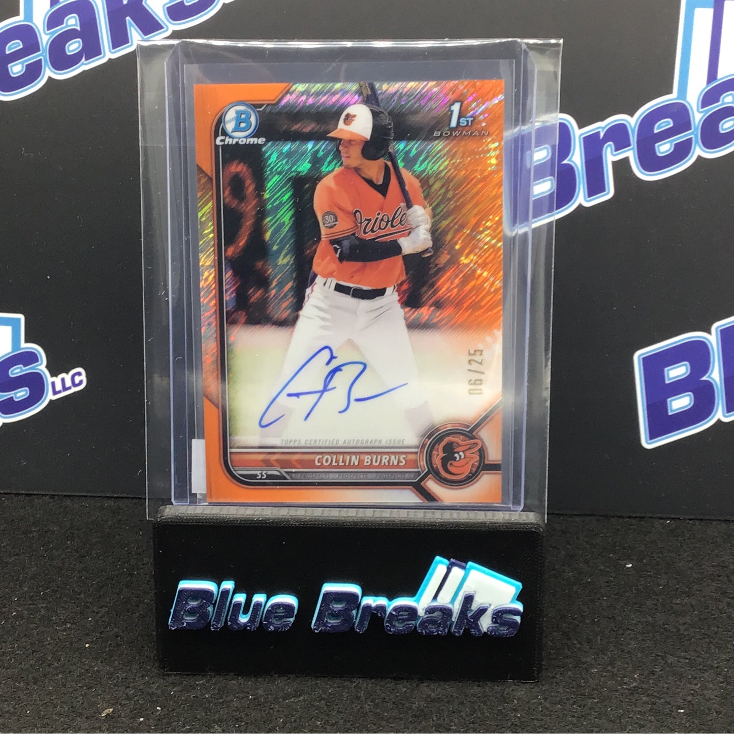 2022 Bowman Chrome - Collin Burns - Autograph - 6/25 - Baltimore Orioles - Orange