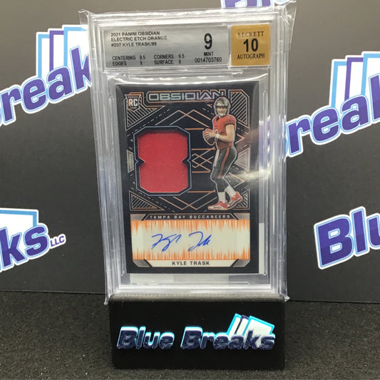2021 Panini Obsidian Electric Etch Orange Kyle Trask auto relic 41/99 RC #207 Beckett 9/10 Buccaneers