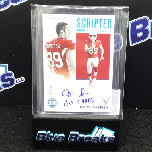 2019 Panini Encased Scripted Signatures Andy Isabella 07/25 RC #SCS-AIS Cardinals