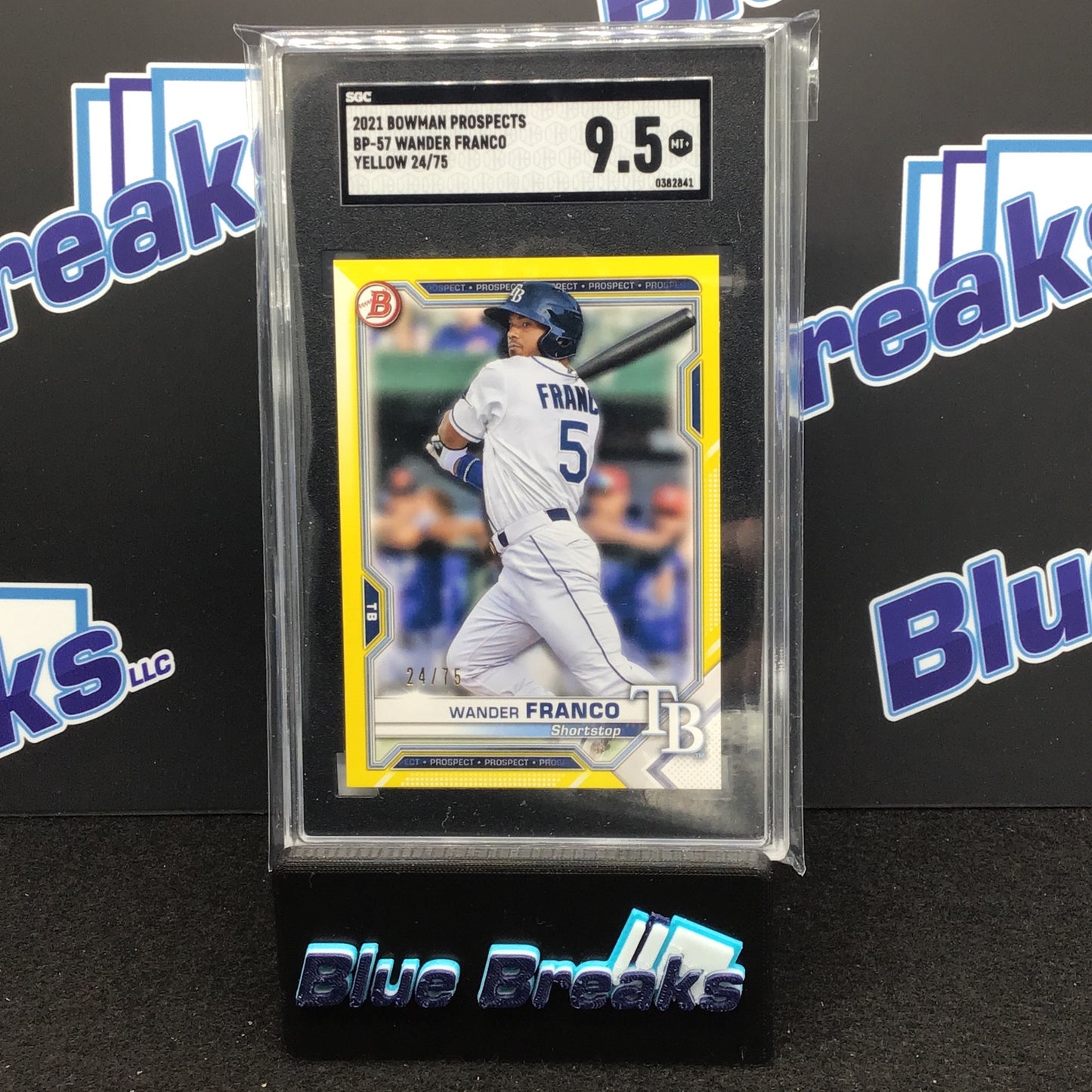 2021 Bowman Prospects Yellow Wander Franco 24/75 #BP-57 SGC 9.5 Rays