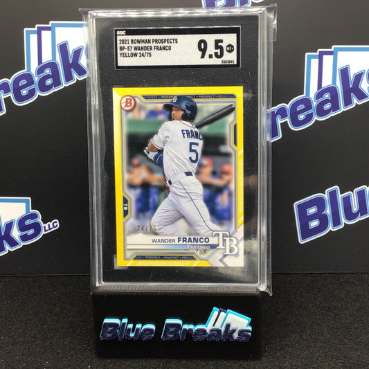 2021 Bowman Prospects Yellow Wander Franco 24/75 #BP-57 SGC 9.5 Rays