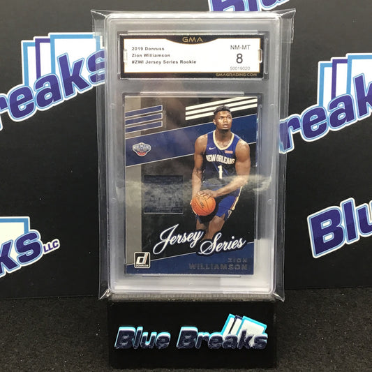 2019 Donruss Jersey Series Rookie Zion Williamson #ZWI GMA 8 Pelicans