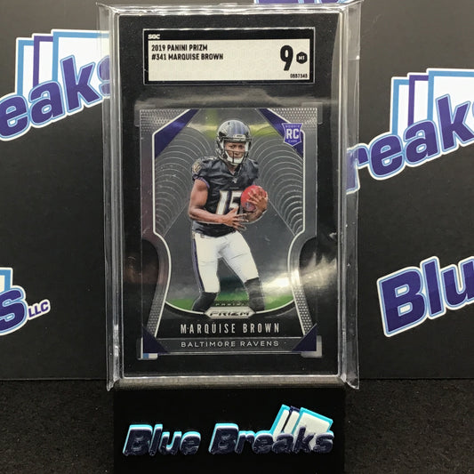 2019 Panini Prizm Marquise Brown #341 SGC 9 Ravens