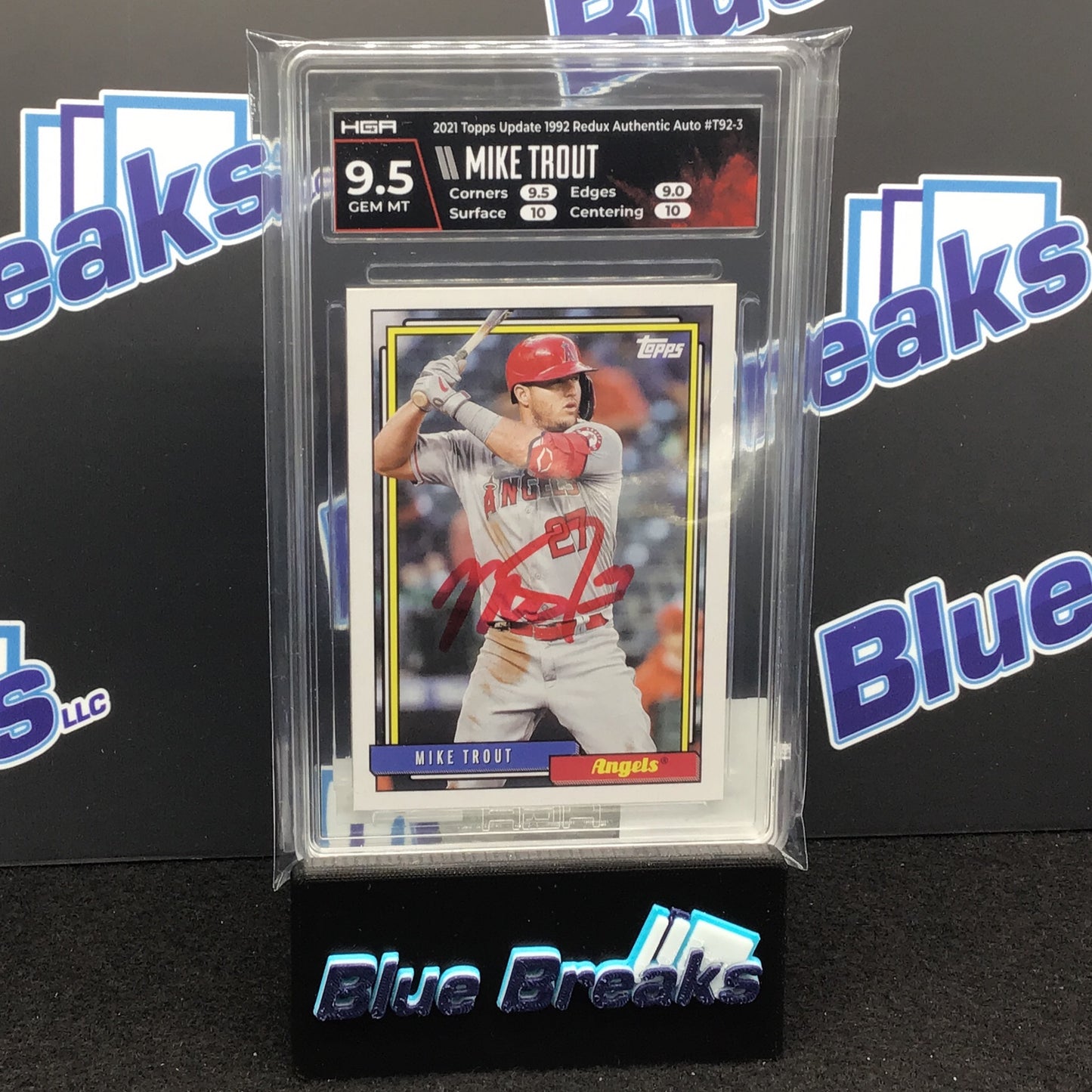 2021 Topps Update 1992 Redux Authentic Auto Mike Trout #T92-3 HGA 9.5 Angels