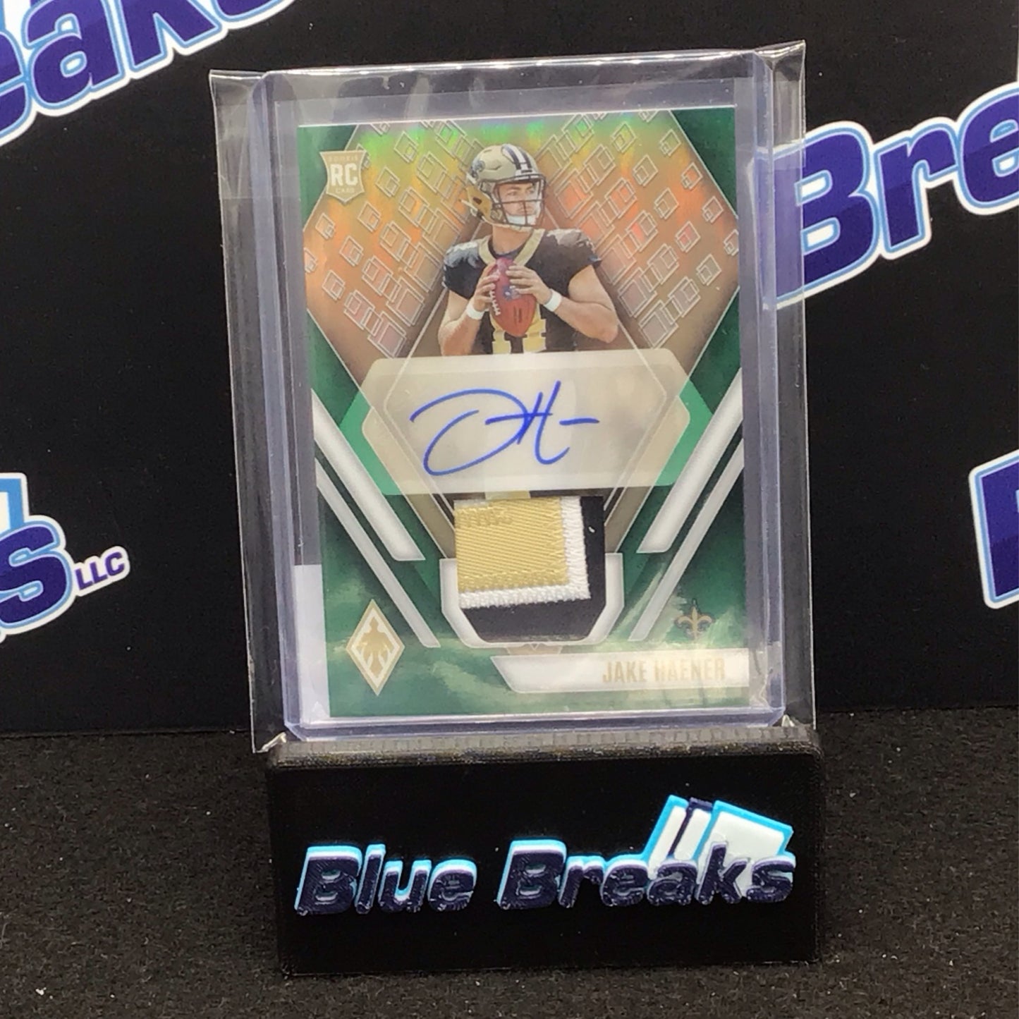 2023 Panini Phoenix green Jake Haener relic auto 15/25 RC #RAJ-JHA Saints