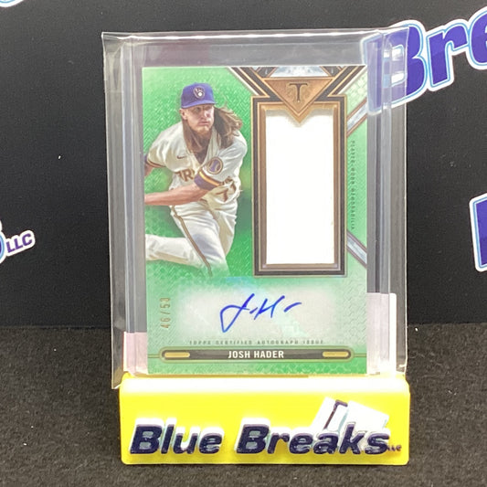 2021 Topps Triple Threads autograph single jumbo relic Josh Hader 46/50