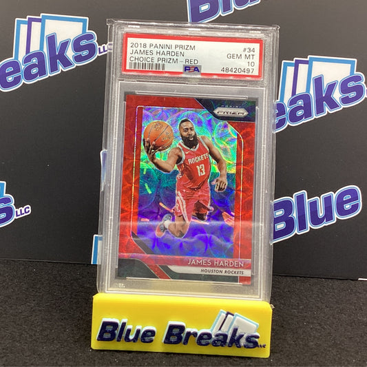 2018 Panini Prizm James Harden Red #34 PSA 10