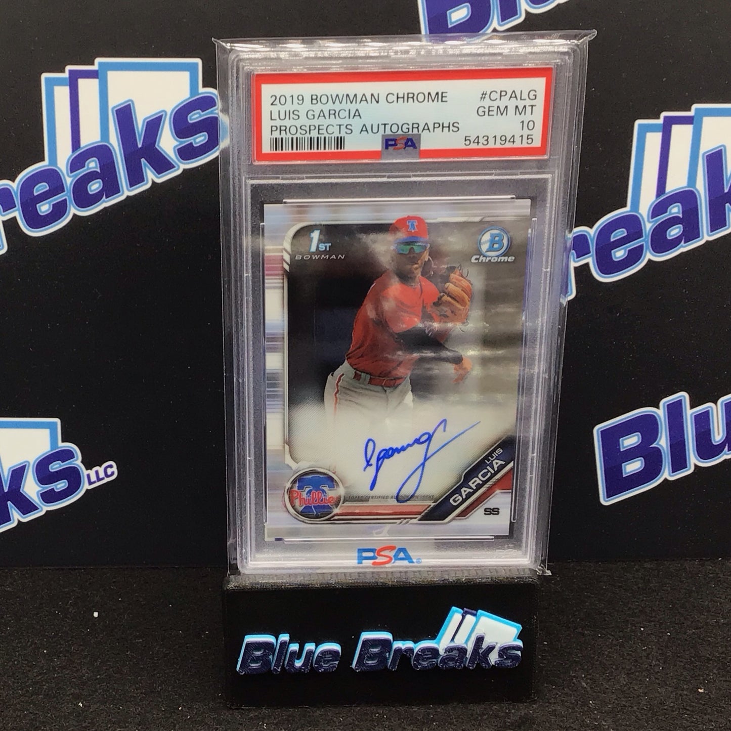 2019 Bowman Chrome Prospects Autographs Luis Garcia #CPALG PSA 10 Phillies