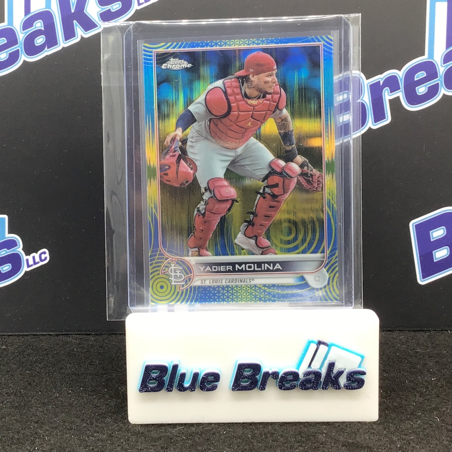 2022 Topps - Yadier Molina - Chrome - Blue - 13/75 - St Louis Cardinals