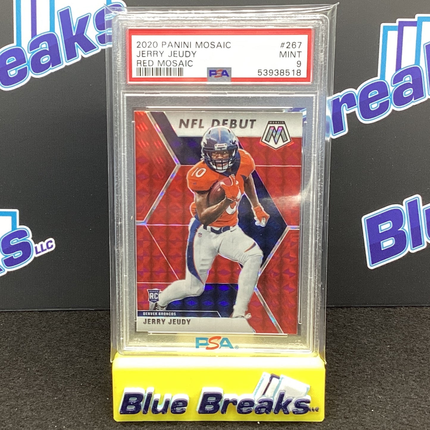 2020 Panini Mosaic - Jerry Jeudy - Red Mosaic - RC - #267 - Denver Broncos - PSA 9