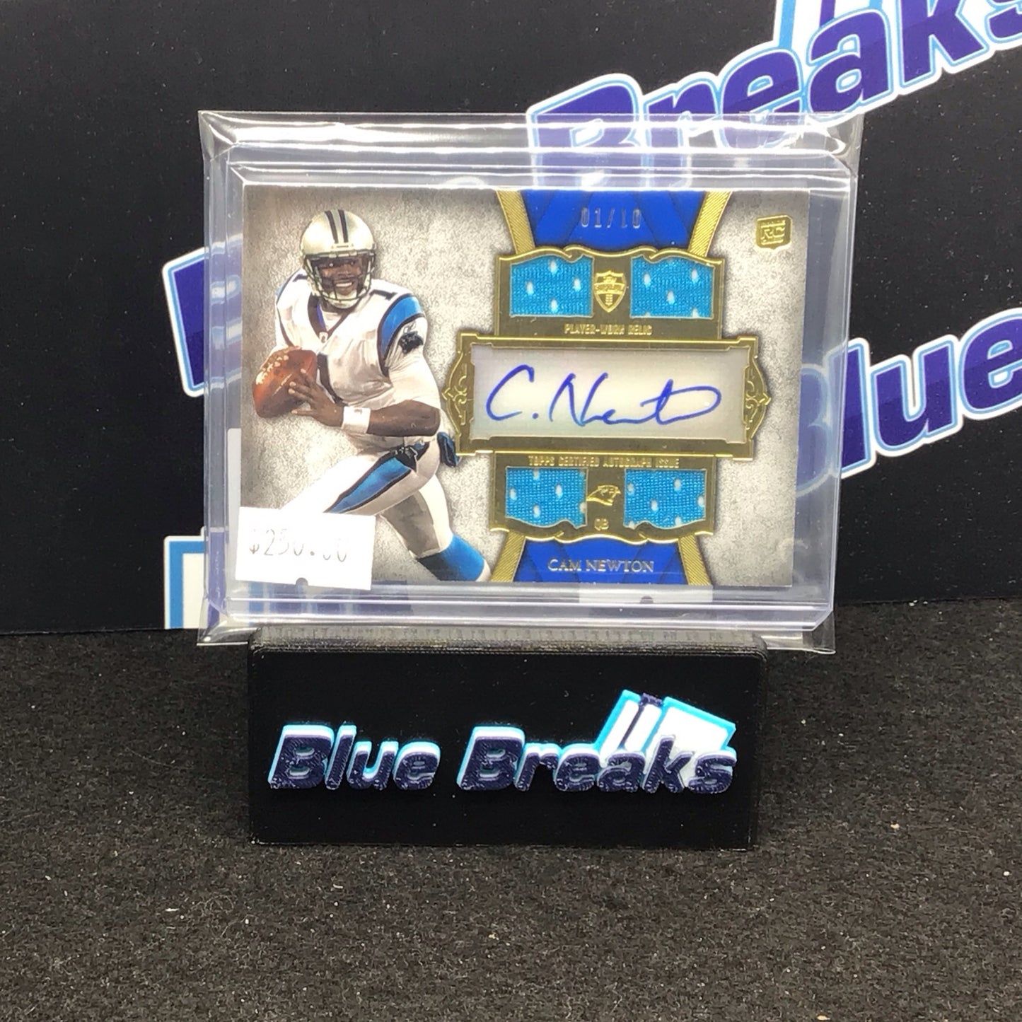 2011 Topps Supreme Cam Newton quad relic auto 01/10 RC #SAQR-CN Panthers
