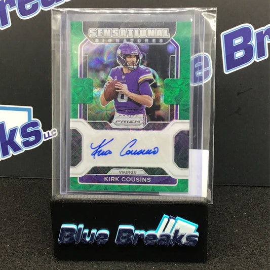 2021 Panini Prizm Green Scope Sensational Signatures Kirk Cousins 49/75 #SS-KC Vikings