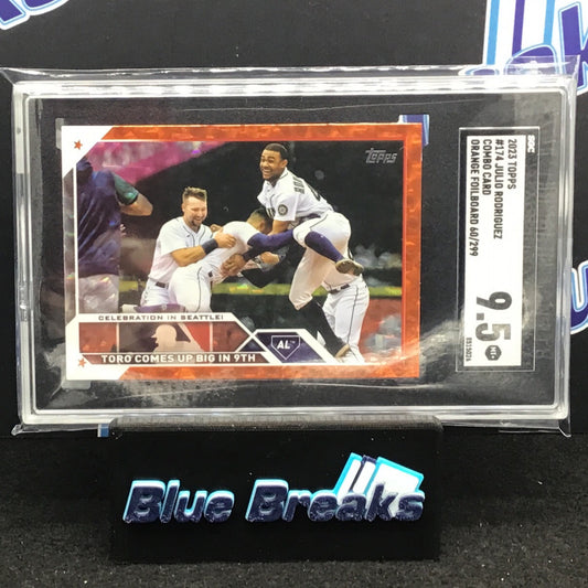 2023 Topps Series 1 Orange Foilboard Combo Card Julio Rodriguez 60/299 #174 SGC 9.5 Mariners